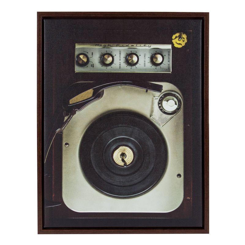 Vintage Turntable High Fidelity Framed Canvas Wall Art