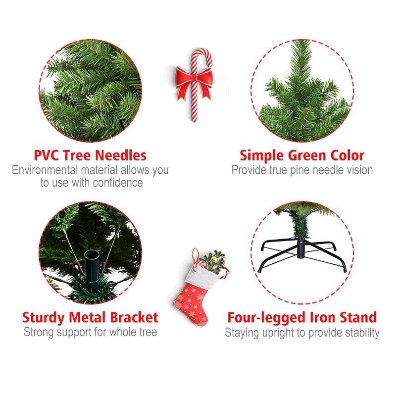 6 FT Artificial Christmas Tree Pine Hinged with 1000 Branch Tips and Sturdy Metal Base