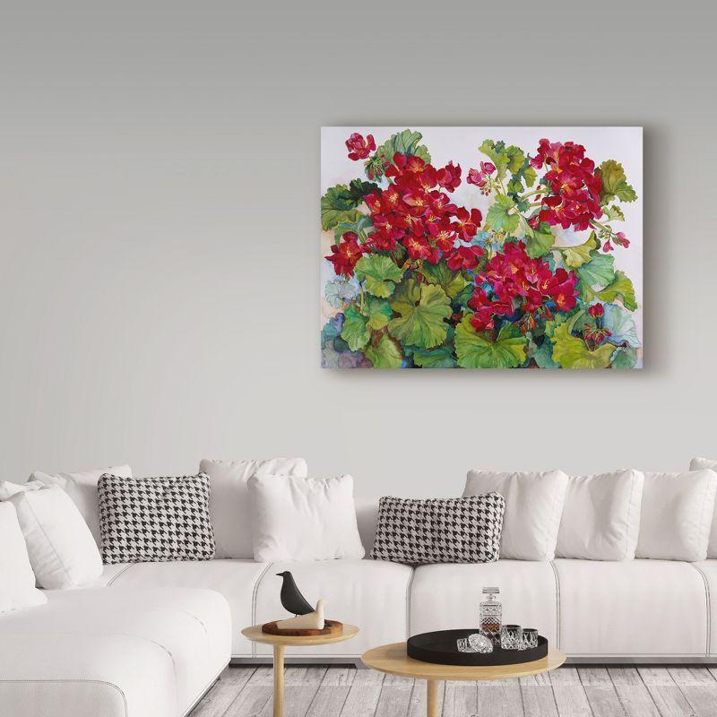 Joanne Porter " Deep Red Geraniums " by Joanne Porter