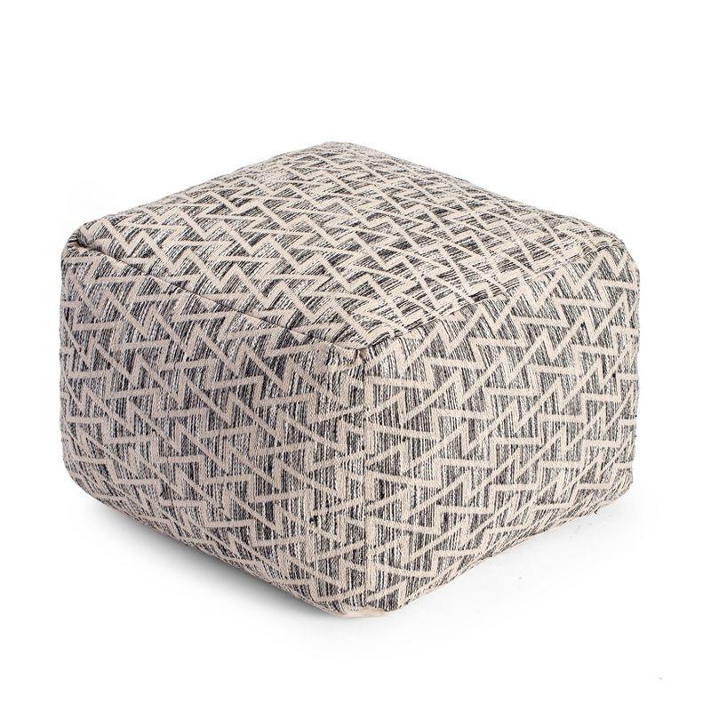 Lafayette Square Pouf Black/Ivory - Anji Mountain