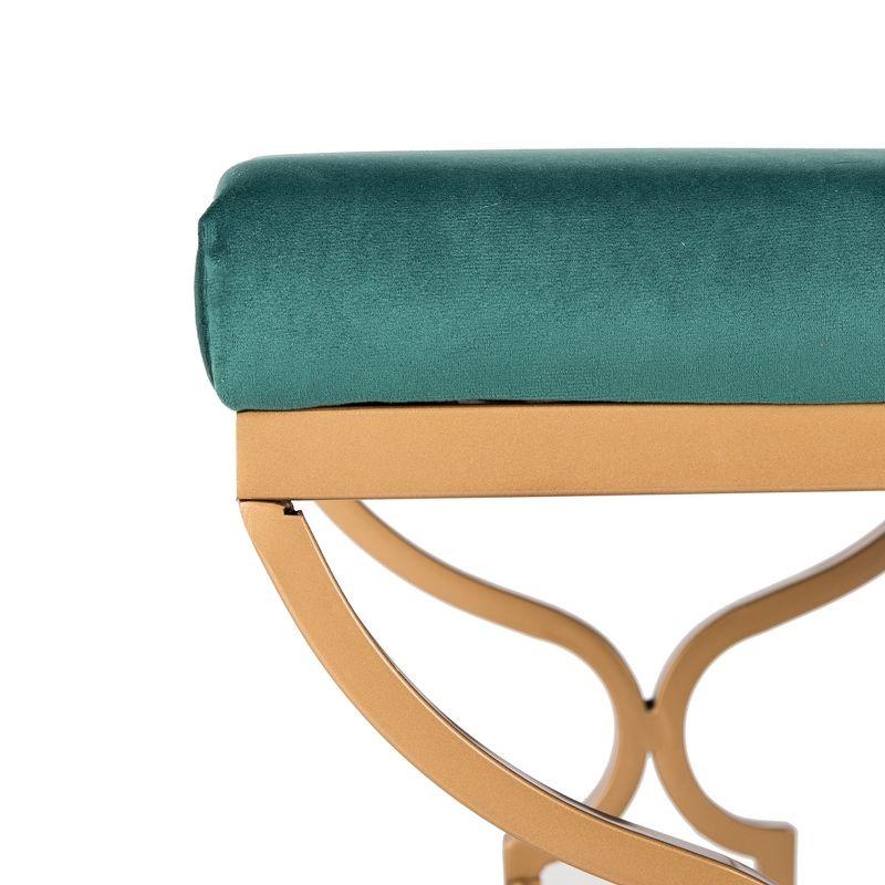 Emerald Velvet & Liquid Gold 46" Transitional Rectangular Bench