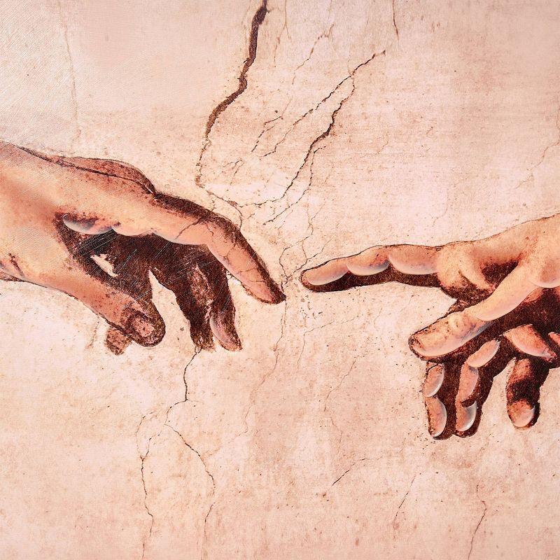 American Art Decor 30.75"x26.75" Ornate Framed Creation of Adam Canvas Print by Michelangelo: Classic Renaissance Wall Art, D-ring Mounted