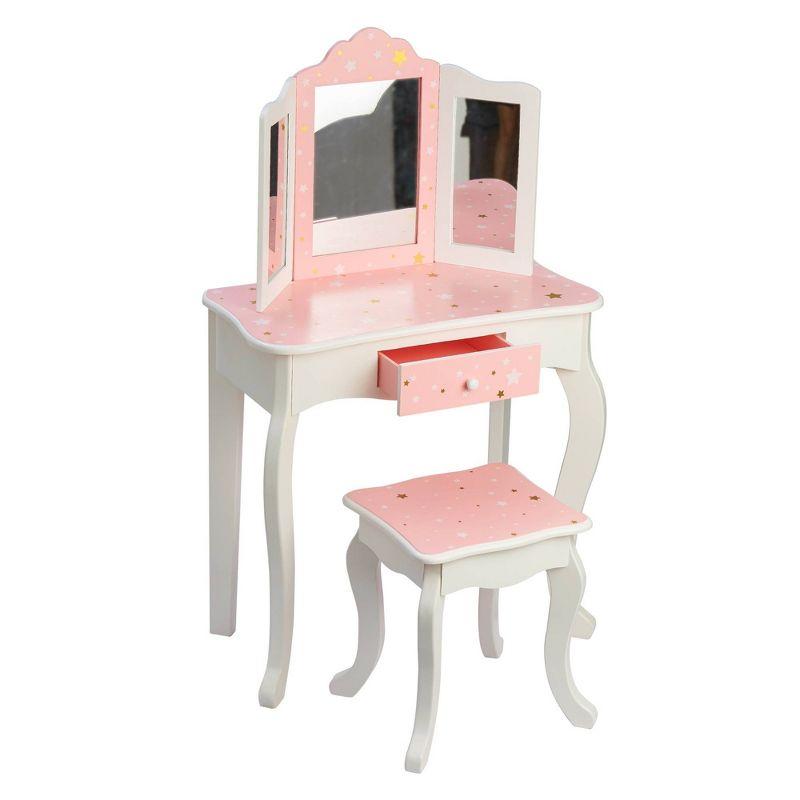 Teamson Kids Gisele 2pc Twinkle Star Prints Wooden Kids' Vanity Set White/Pink/Gold