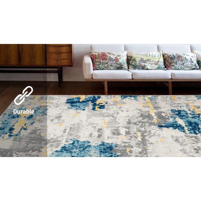 Reversible Multicolor Abstract Synthetic 5' x 7' Area Rug