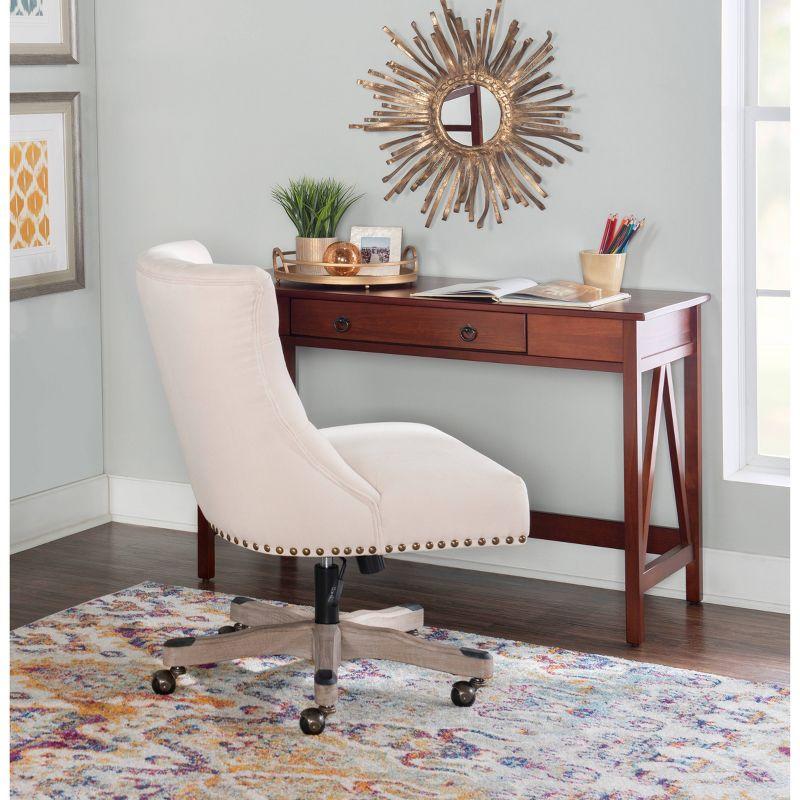 46" Titian Transitional Writing Desk Tobacco - Linon: Home Office Furniture, Pine Frame, Metal Hardware
