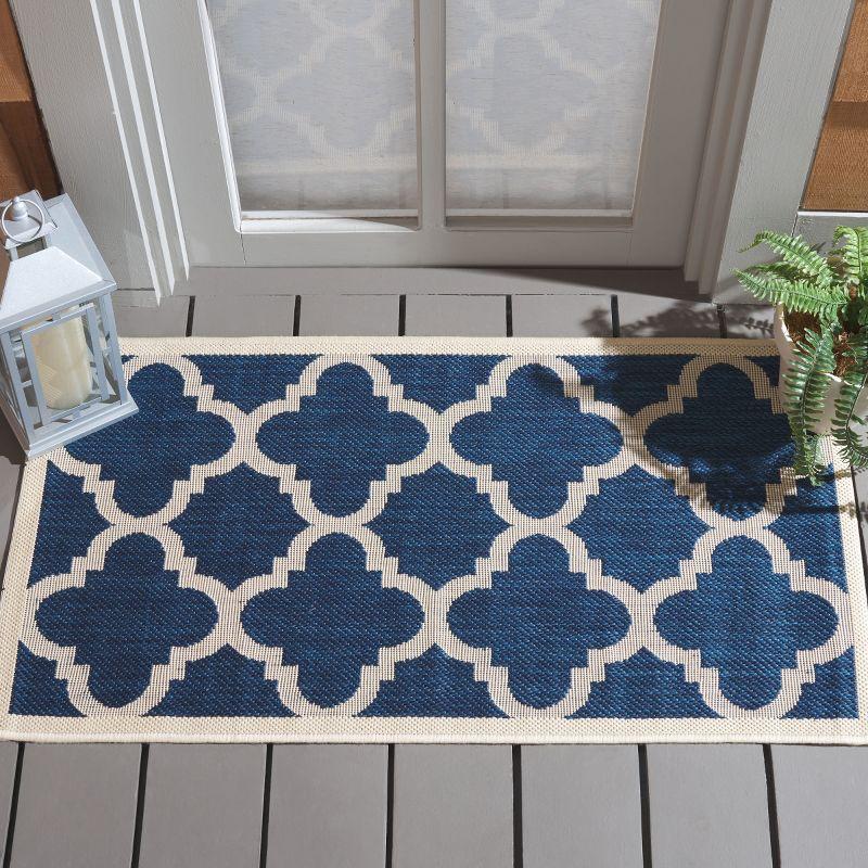 Courtyard CY6243 Power Loomed Indoor and Outdoor Accent Rug - Navy/Beige - 2'x3'7" - Safavieh