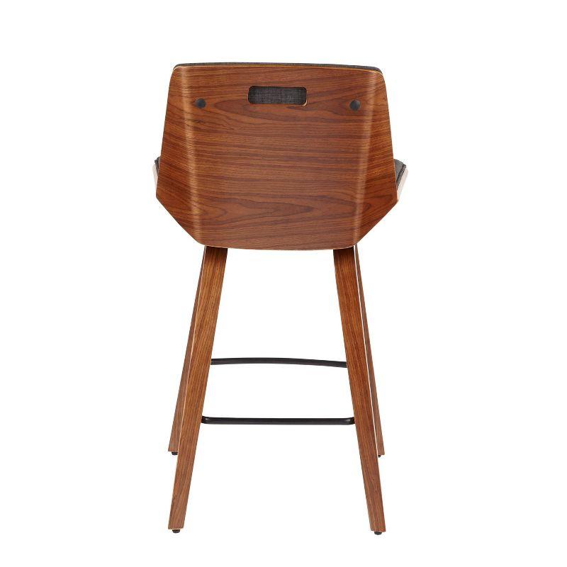 Corazza Mid Century Modern Counter Height Barstool Light Gray - LumiSource: Upholstered Seat, Wood Legs