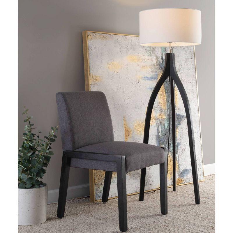 Set of 2 Carmen Dining Chairs Black/Gray - LumiSource: Elegant Upholstered, Wood Frame, Foam-Padded