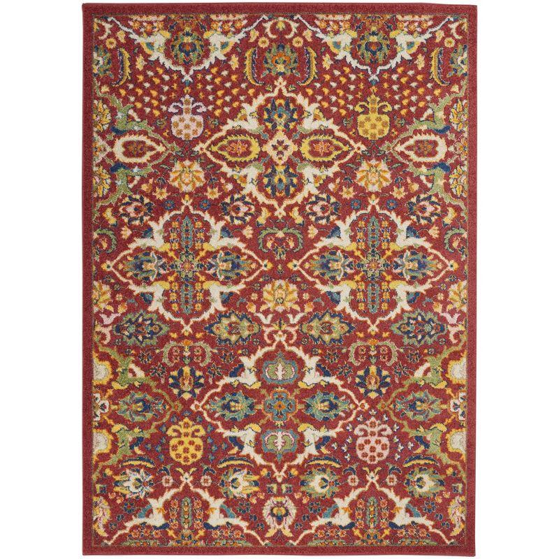 Bohemian Bliss Red Multicolor Floral Synthetic 5'3" x 7'3" Area Rug