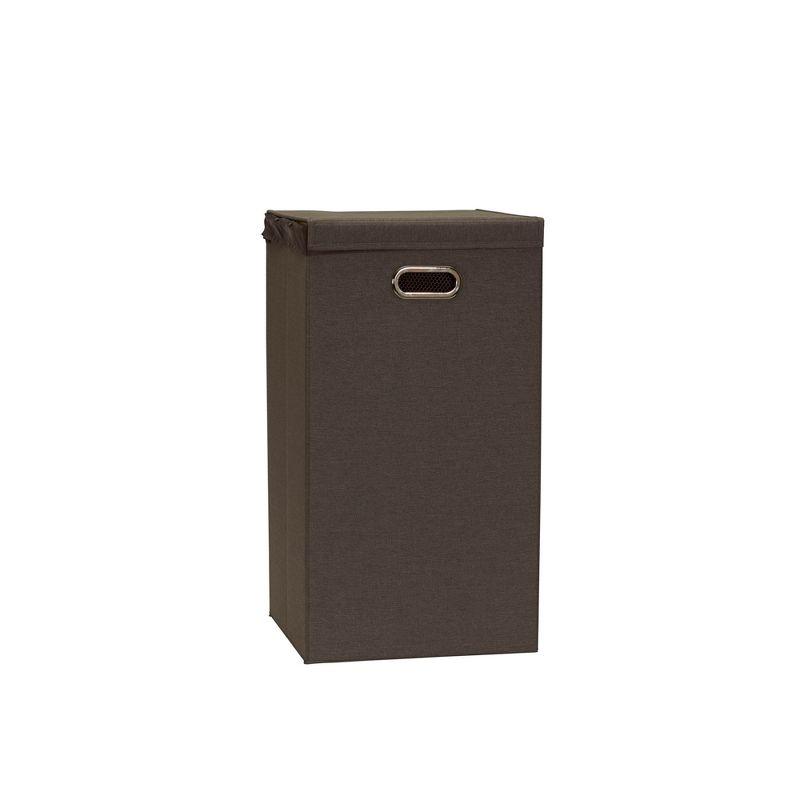 Household Essentials Collapsible Laundry Hamper Gray/Brown: Slim Clothes Hamper with Lid, Removable Liner, Magnetic Closure