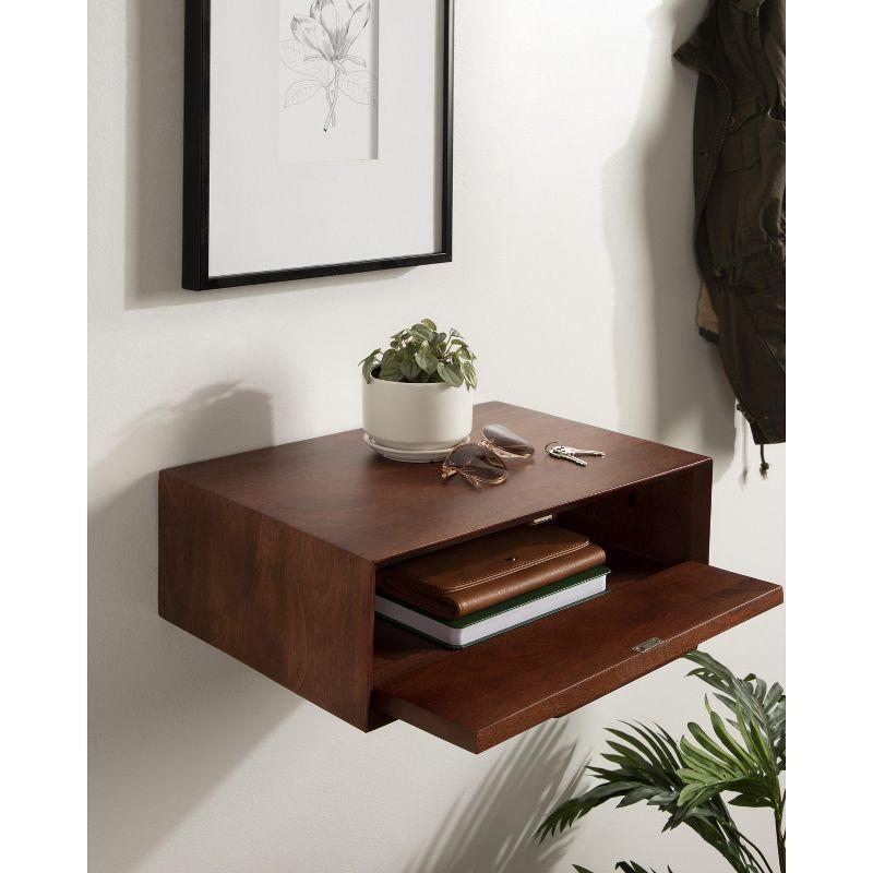 McCutcheon Handcrafted Mango Wood Floating Shelf in Walnut Brown