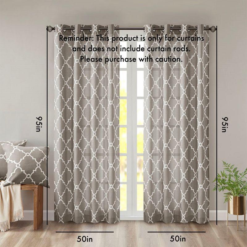 Madison Park Fretwork Print Grommet Top Single Window Curtain Panel