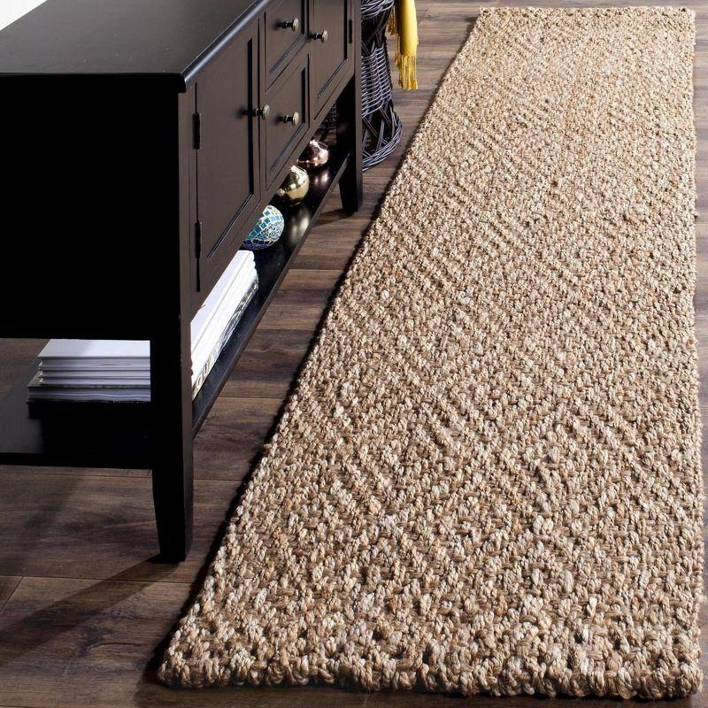 Natural Jute Geometric Flat Woven Runner Rug