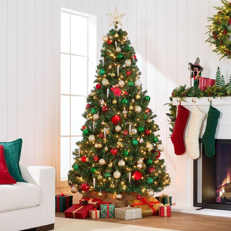 Best Choice Products 4.5ft Pre-Lit Spruce Hinged Artificial Christmas Tree w/ 200 Incandescent Lights, Foldable Stand
