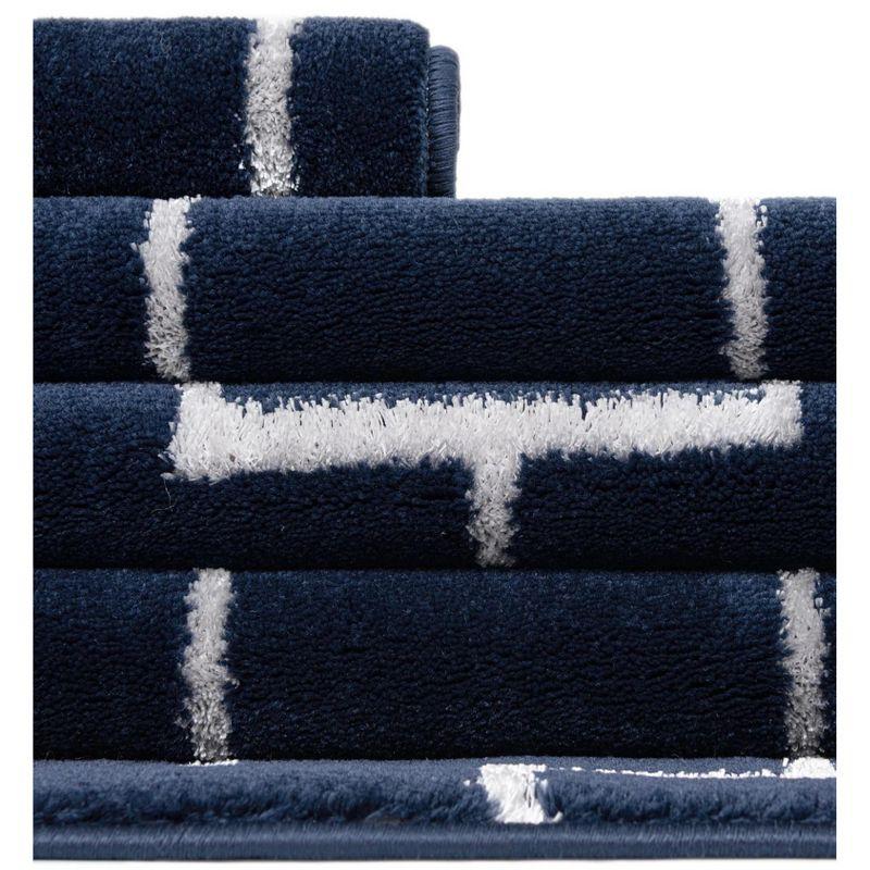Glam Navy Blue Silver Area Rug