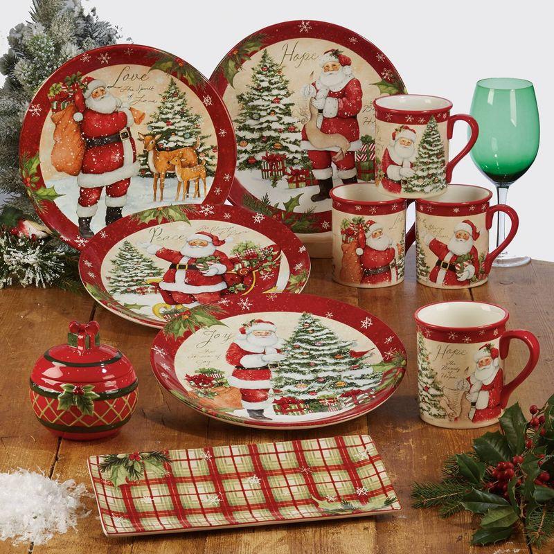 18oz Red and Multicolor Ceramic Christmas Mugs, Set of 4