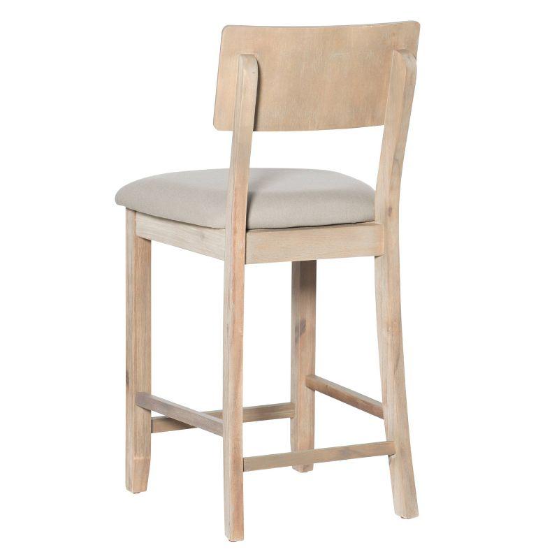 Gray Wood Backless Counter Stool with Padded Seat