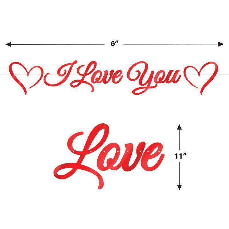 Beistle Foil I Love You Streamer, 11" x 6', (2/Pkg) Red