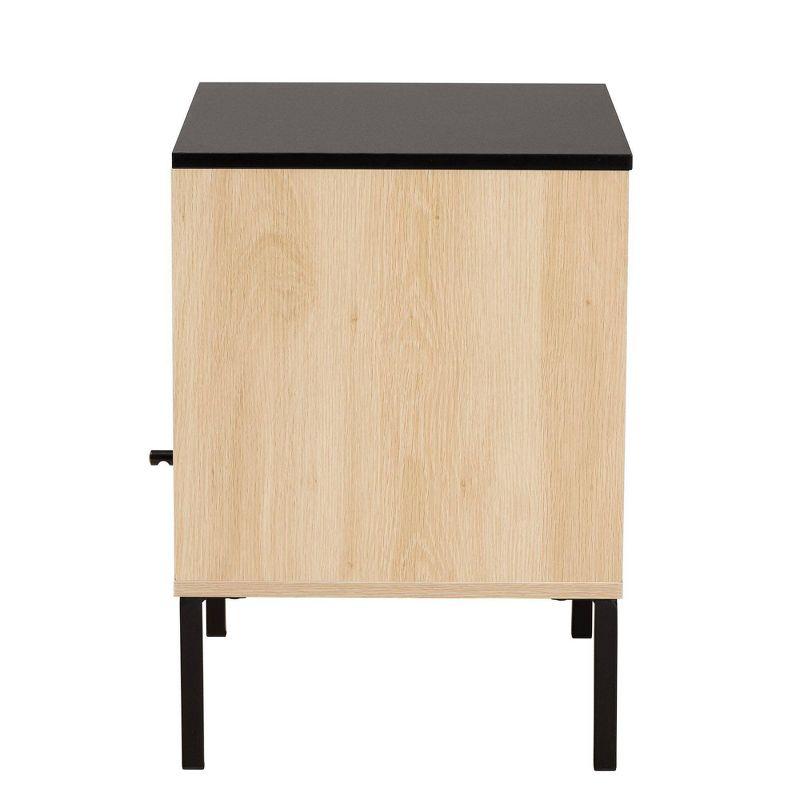 Felton Two Tone Metal and Wood End Table Black/Gold/Light Brown - Baxton Studio: Chic Rectangle Side Table, 30 Day Limited Warranty