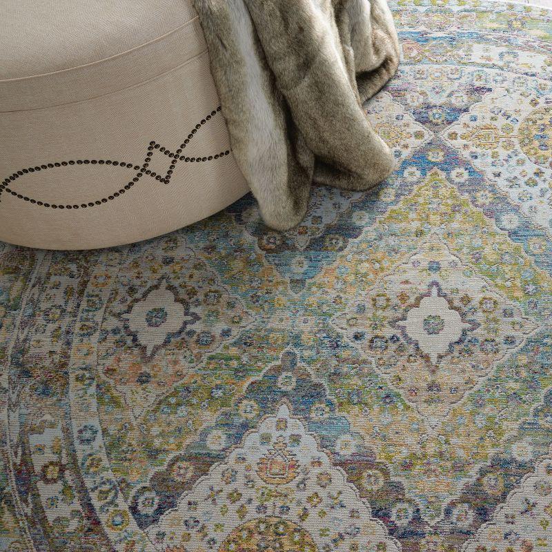 Global Vintage GLB07 Blue/Green Area Rug Farmhouse Vintage Diamonds By Nourison