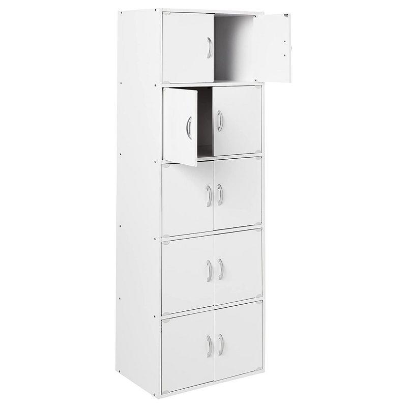 70.1" White Lockable Office Storage Cabinet with Shelves