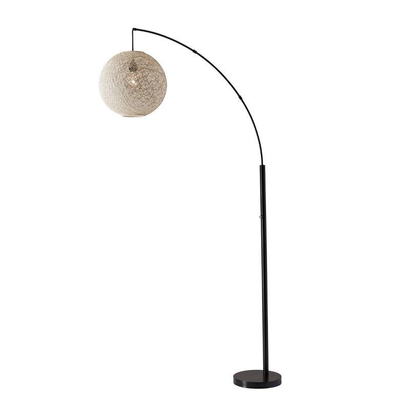 Havana Bronze Arc Floor Lamp with Cream Rattan Shade