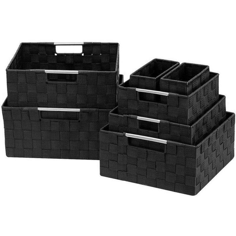 Sorbus Black 7-Piece Woven Basket Bin Set