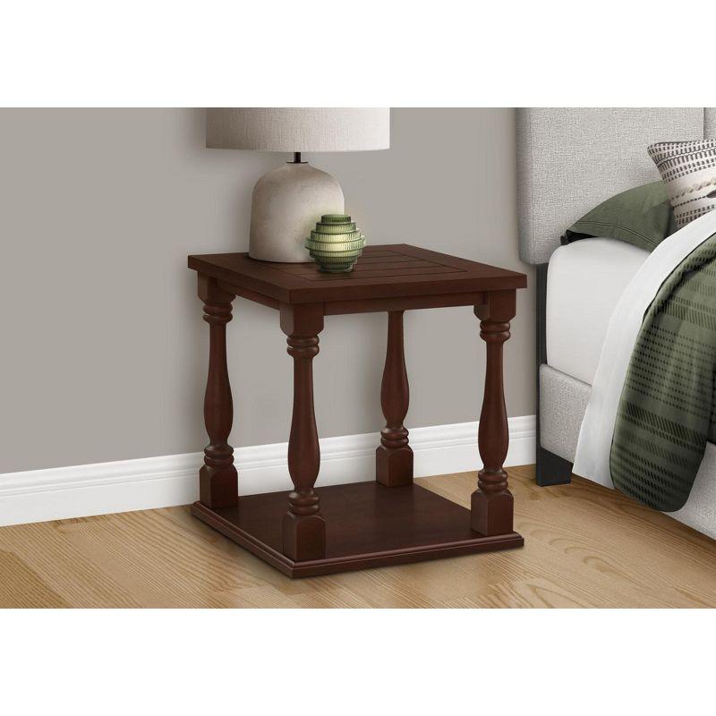 Monarch Specialties Accent Table 2 Tier End Side Table Square Nightstand Bedroom Lamp Brown Veneer Traditional