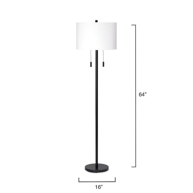 Splendor Home 2-Light Eaton Metal Floor Lamp Black : Transitional Style, Pull Chain, 60" Height, Iron Base