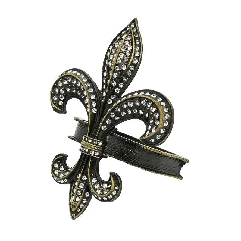 Saro Lifestyle Napkin Holder Rings With Fleur-de-Lis Design (Set of 4)