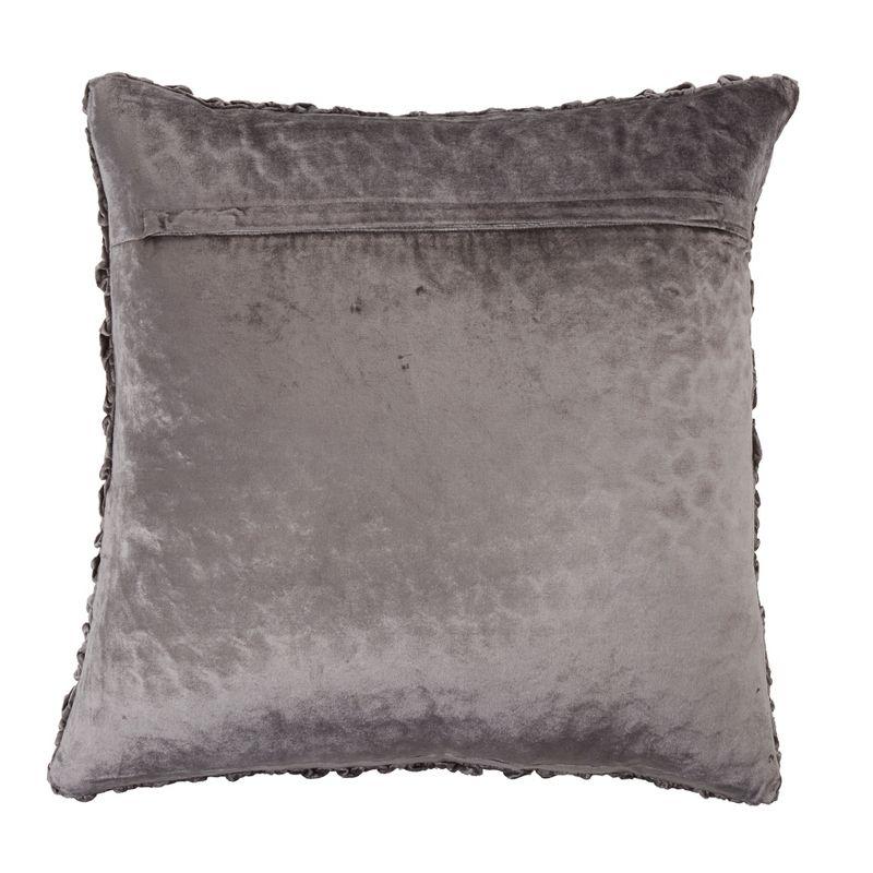 Saro Lifestyle Smocked Velvet  Decorative Pillow Cover, Gray, 20"