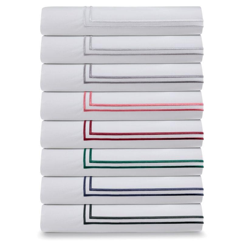 Ella Jayne 100% Cotton Percale 3 Piece Duvet Set, Full/Queen, White with Silver Satin Stitching