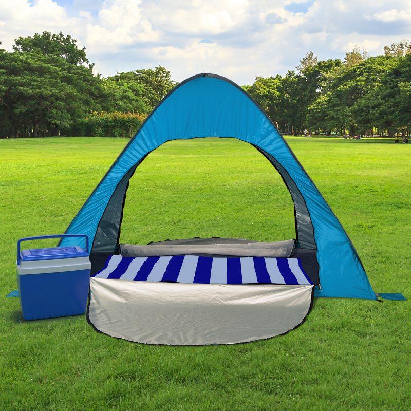 wakeman Wakeman Pop Up Beach Tent - Fits 2 People - Sun Shelter with UV Protection and Ventilation, Blue