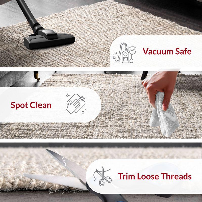 nuLOOM Ashli Solid Farmhouse Jute Area Rug, 3' x 5', Off White