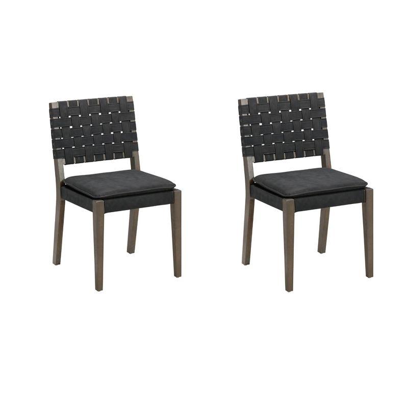 Nathan James Set of 2 Cohen Faux Leather Dining Chair Black