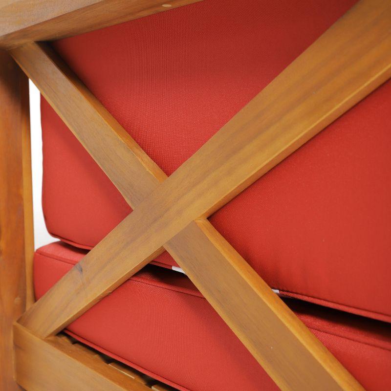 Teak and Red Acacia Wood Loveseat and Coffee Table Set