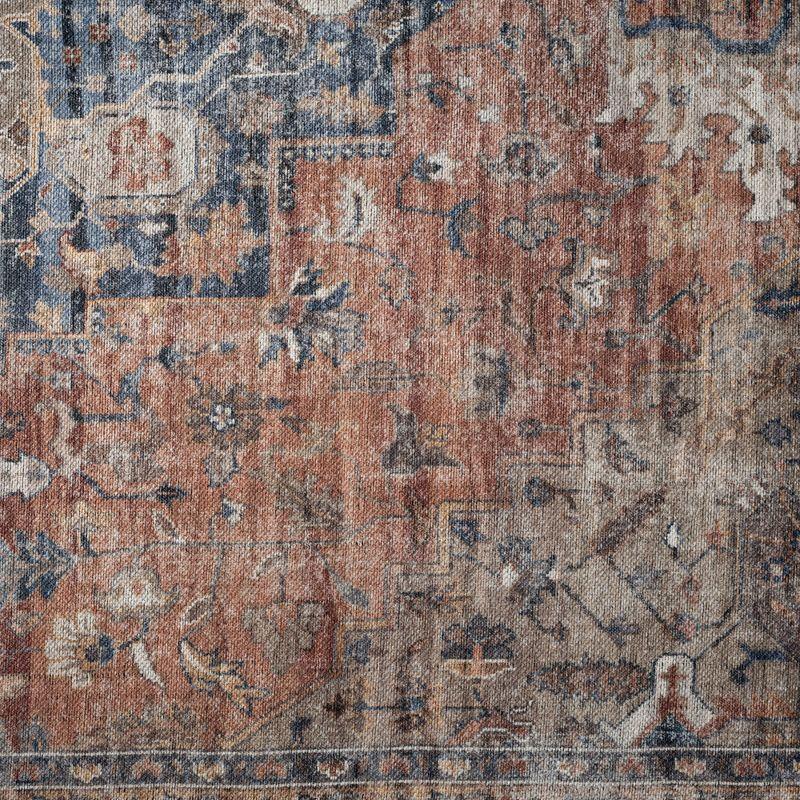 Everwash Callaghan Esther Bohemian Medallion Machine Washable Area Rug, Rust/Navy Blue, 5'2"x7'2"