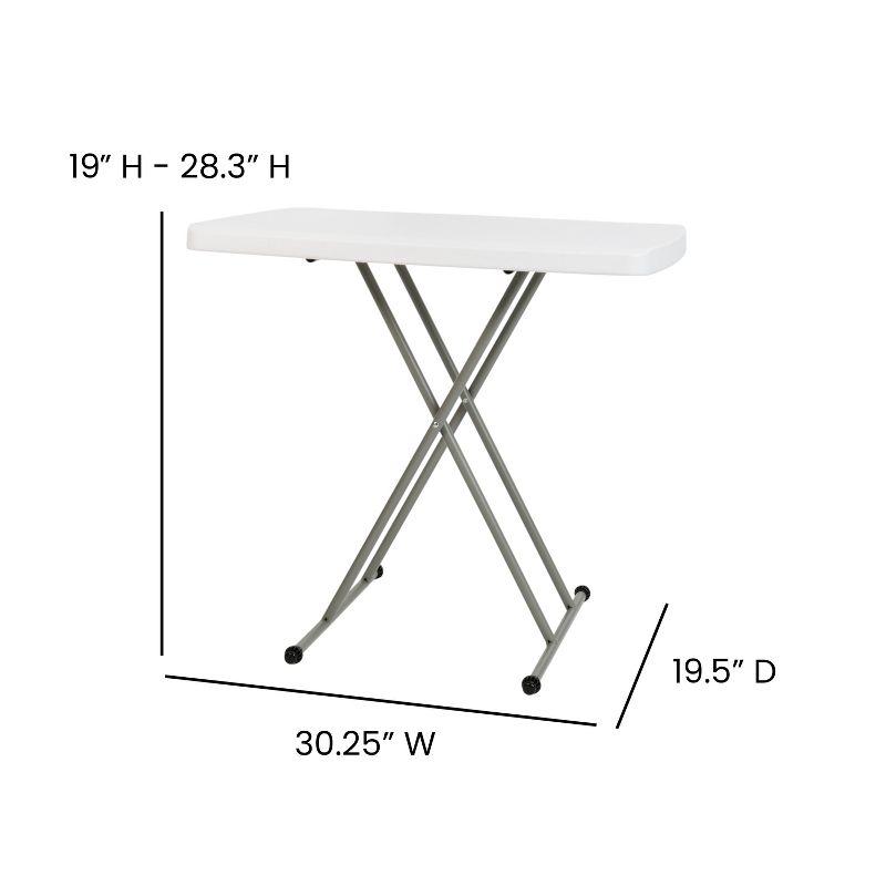 Noah Height Adjustable Plastic Folding TV Tray/Laptop Table in Granite White