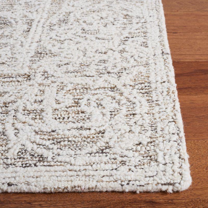 Ivory Abstract Hand-Tufted Wool Area Rug, 8' x 10'