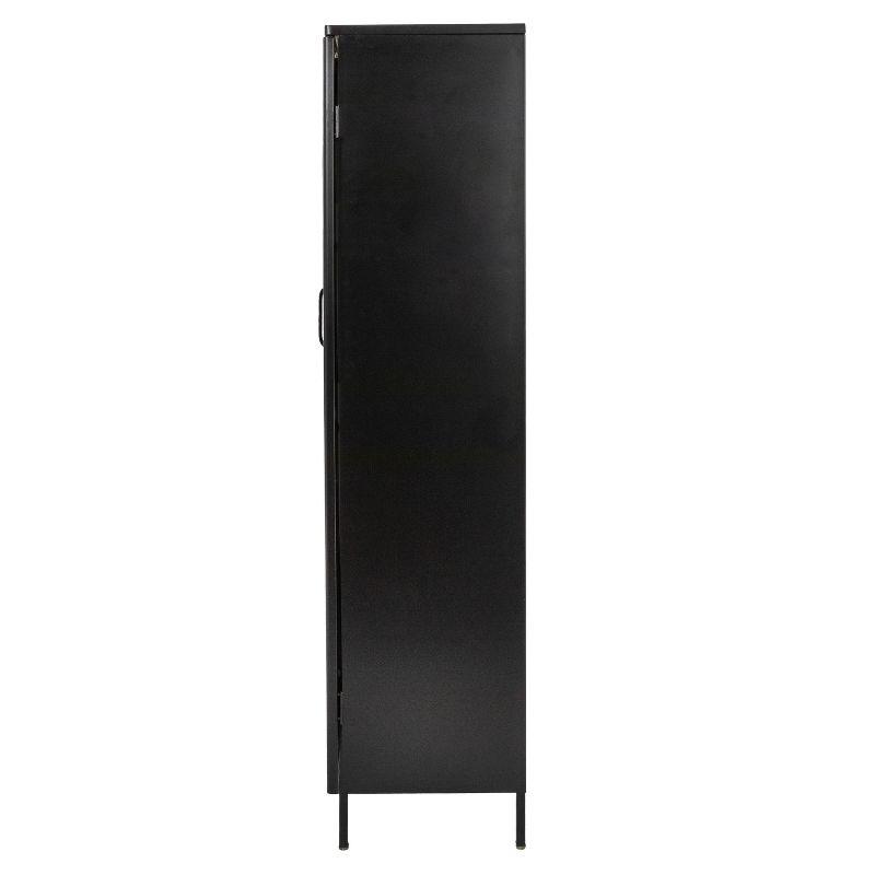 Storied Home Solstice Tall Accent Cabinet with 3 Shelves Black