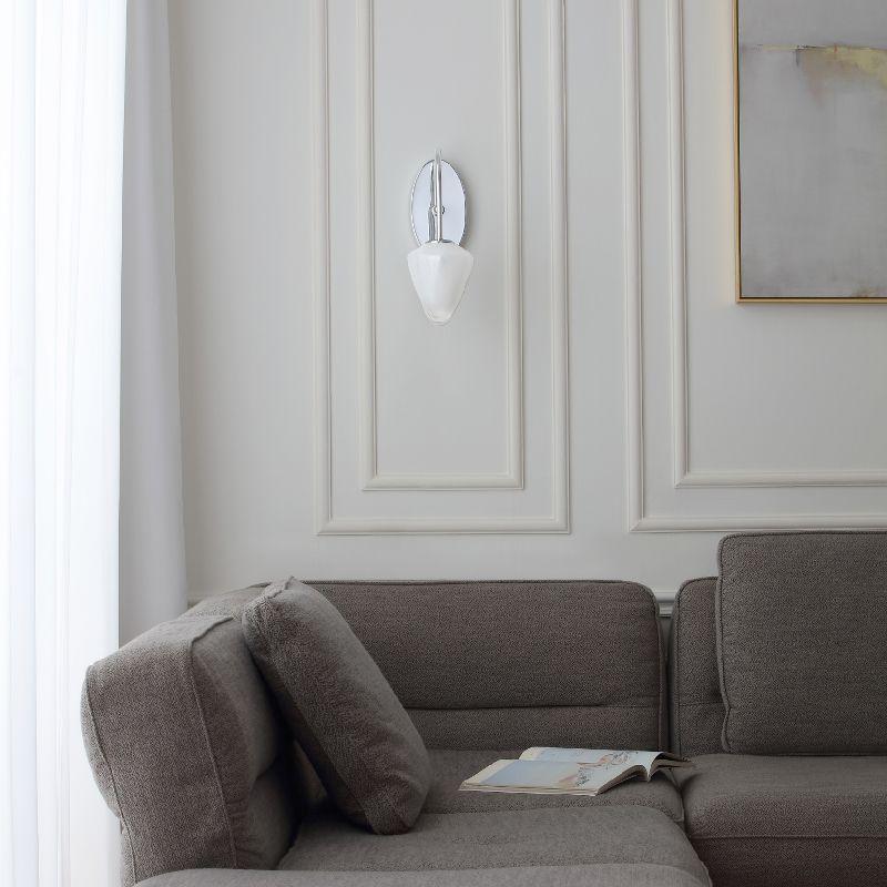 Vidalite VidaLite Nimbus 1-Light Polished Nickle Wall Sconce Light With Snow White Glass Shades, Modern & Contemporary Style Wall Lamp