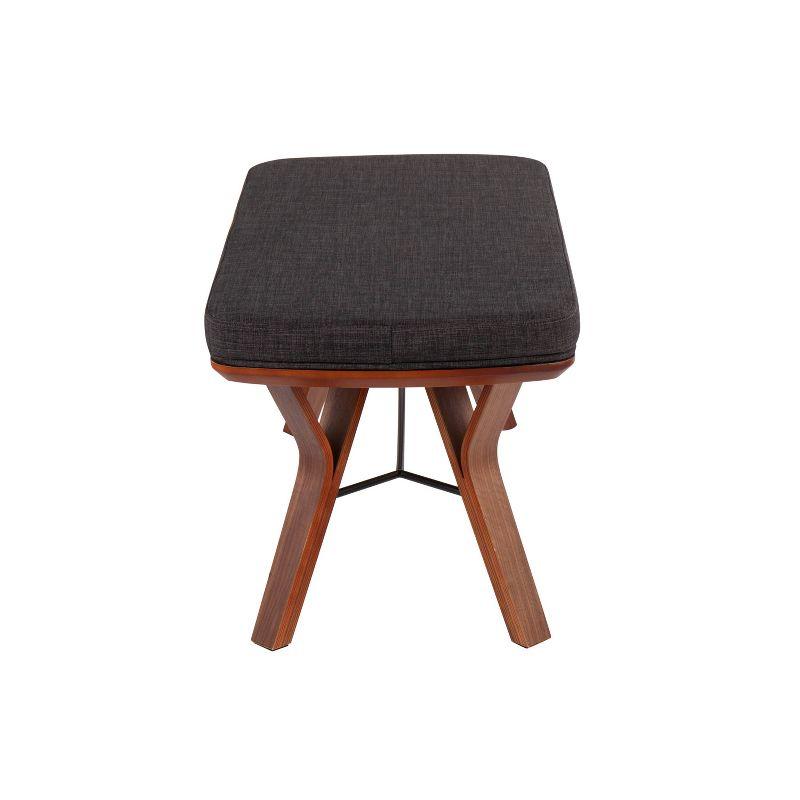 42" Folia Wood Bench Walnut/Charcoal - LumiSource: Entryway, Bedroom Seating, Polyester Upholstery