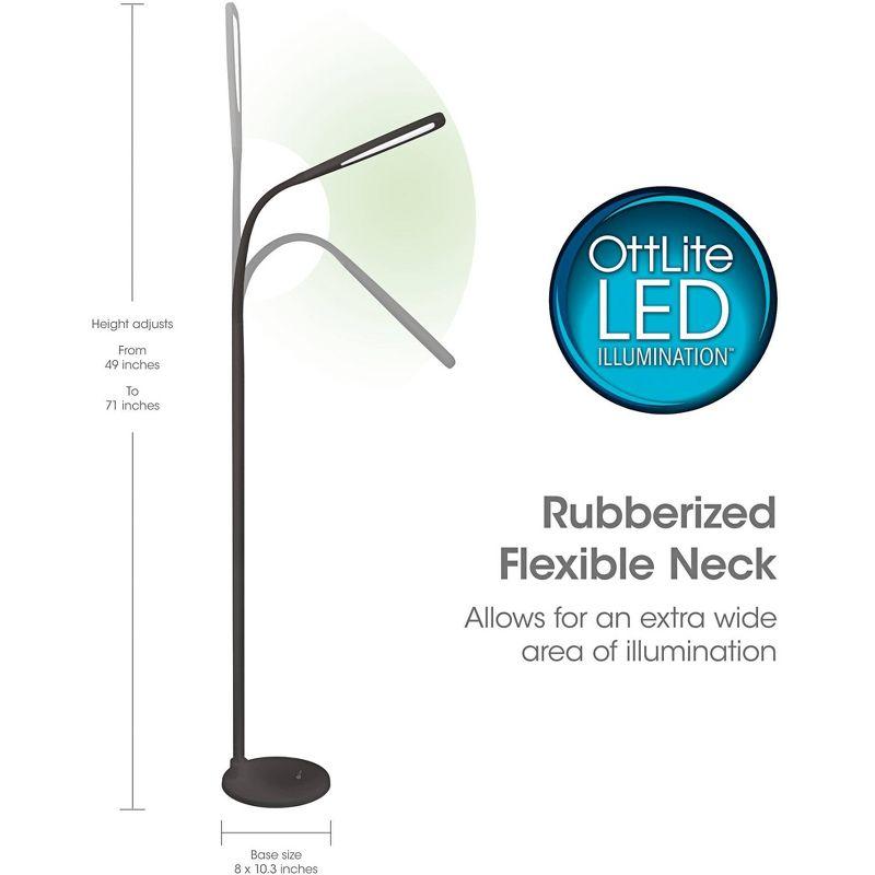OttLite OttLite LED Standing Floor Lamp with Adjustable Flex Neck - Dimmable with 3 Levels