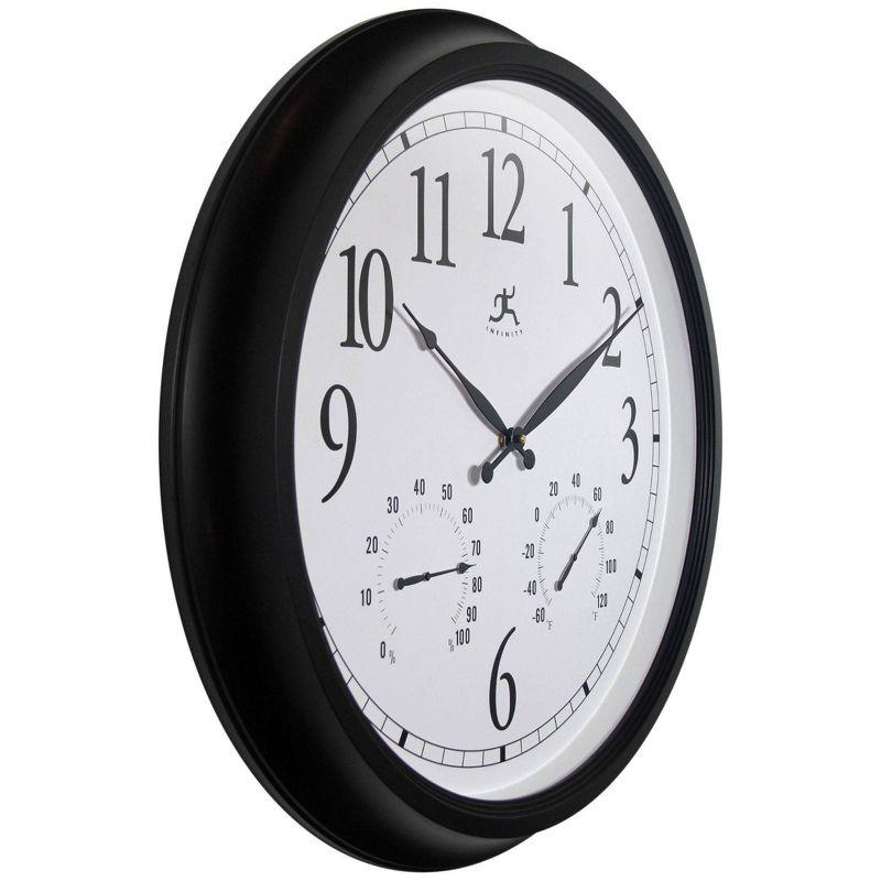 Infinity Instruments 24" Classic Outdoor Wall Clock Black : Modern Analog, Indoor/Outdoor, Round Shape, 24-Inch Display