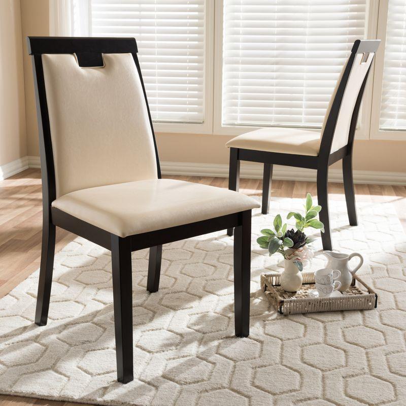 Set of 2 Evelyn Modern And Contemporary Faux Leather Upholstered And Finished Dining Chairs Dark Brown/ Beige - Baxton Studio