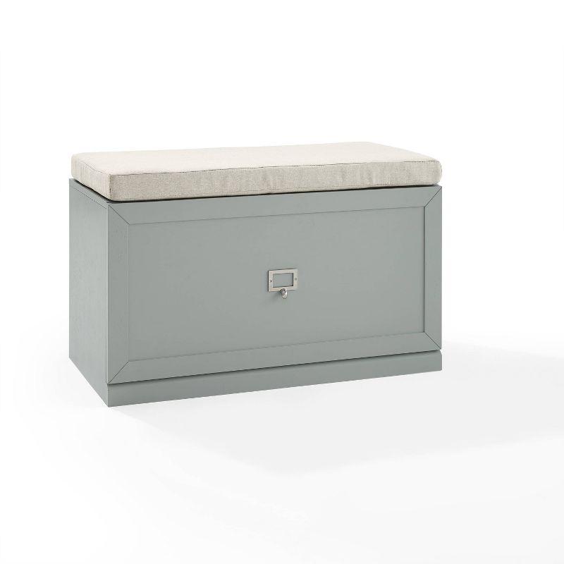 Harper Modern Gray Linen Blend Storage Bench with Cushion