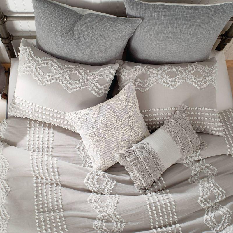 Modern Vintage Geo-Cut Cotton Sham in Grey