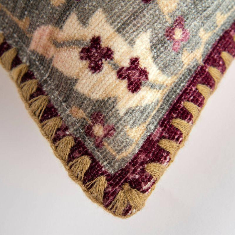 14"x26" Antique Rug Patterened Throw Pillow Cover Red - Rizzy Home