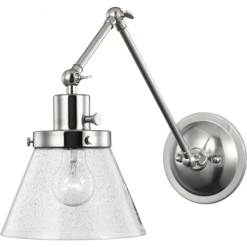 Progress Lighting Hinton 1-Light Swing Arm Wall Bracket, Brushed Nickel, Seeded Glass Shade