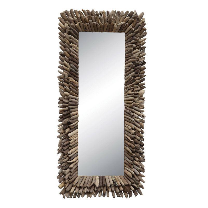 Storied Home Big Driftwood Framed Wall Mirror Natural: Coastal-Inspired, Rectangular, Wood & Glass, 24"x52.5"